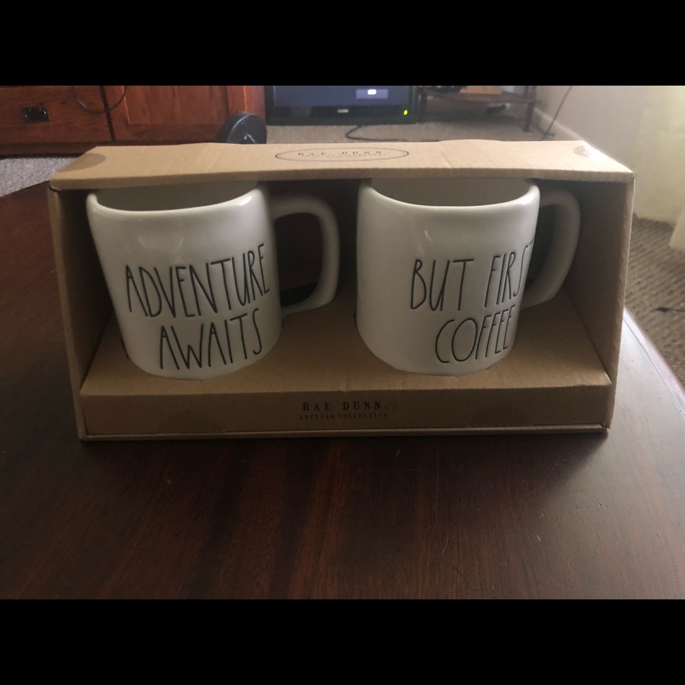 Rae Dunn “Adventure awaits” “But First Coffee” Set